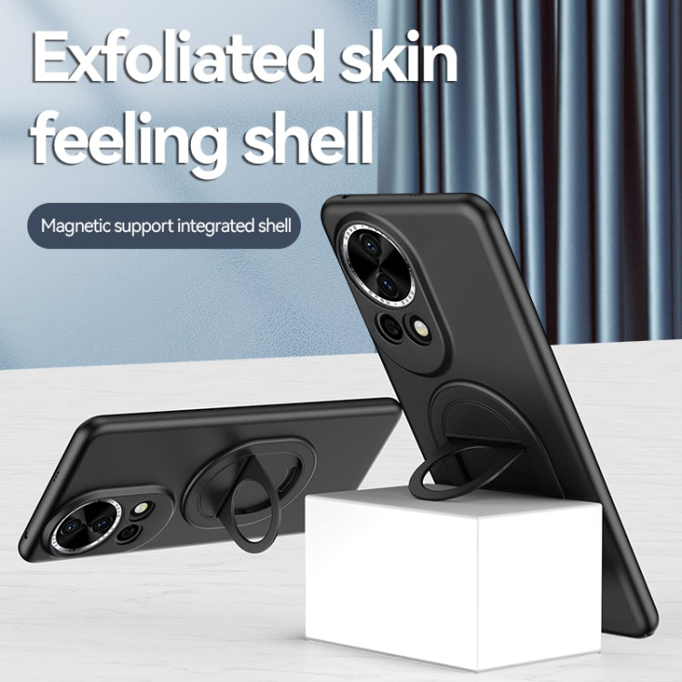 For Huawei nova 12 Pro Magsafe Hidden Fold Holder Full Coverage Shockproof Phone Case(Black) - Huawei Cases by buy2fix | Online Shopping UK | buy2fix