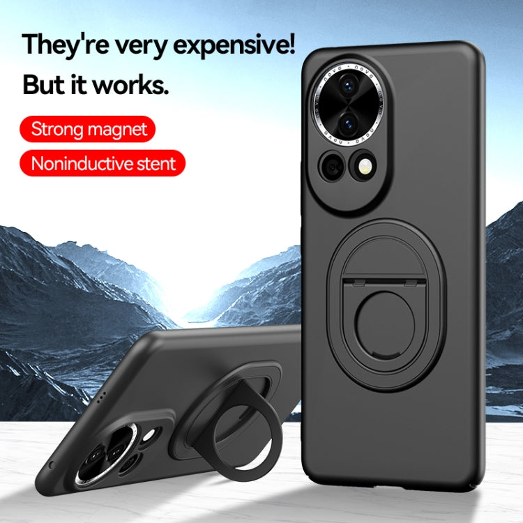 For Huawei nova 12 Lite Magsafe Hidden Fold Holder Full Coverage Shockproof Phone Case(Black) - Huawei Cases by buy2fix | Online Shopping UK | buy2fix