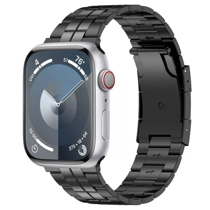 For Apple Watch Series 8 41mm Tortoise Buckle Titanium Steel Watch Band(Black) by buy2fix