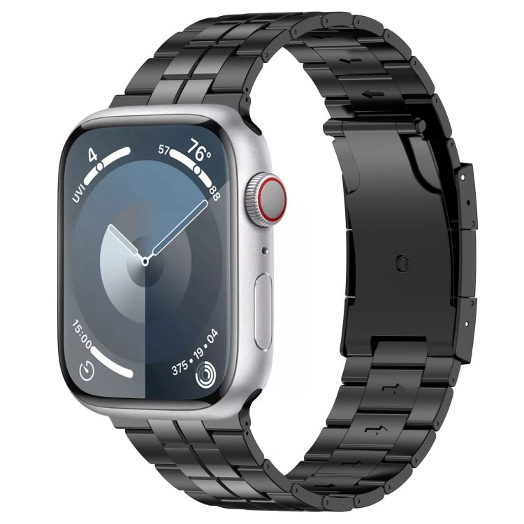 For Apple Watch Series 7 41mm Tortoise Buckle Titanium Steel Watch Band(Black) by buy2fix