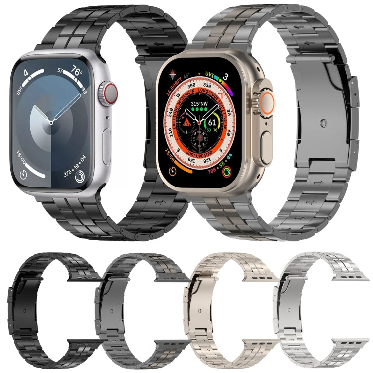 For Apple Watch Series 7 41mm Tortoise Buckle Titanium Steel Watch Band(Black) by buy2fix