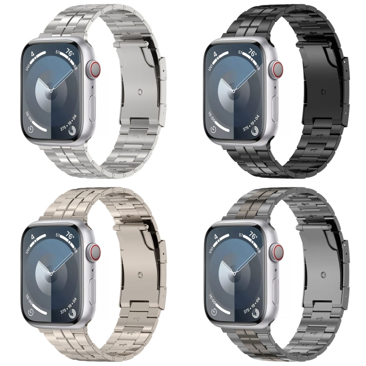 For Apple Watch Series 7 41mm Tortoise Buckle Titanium Steel Watch Band(Black) by buy2fix
