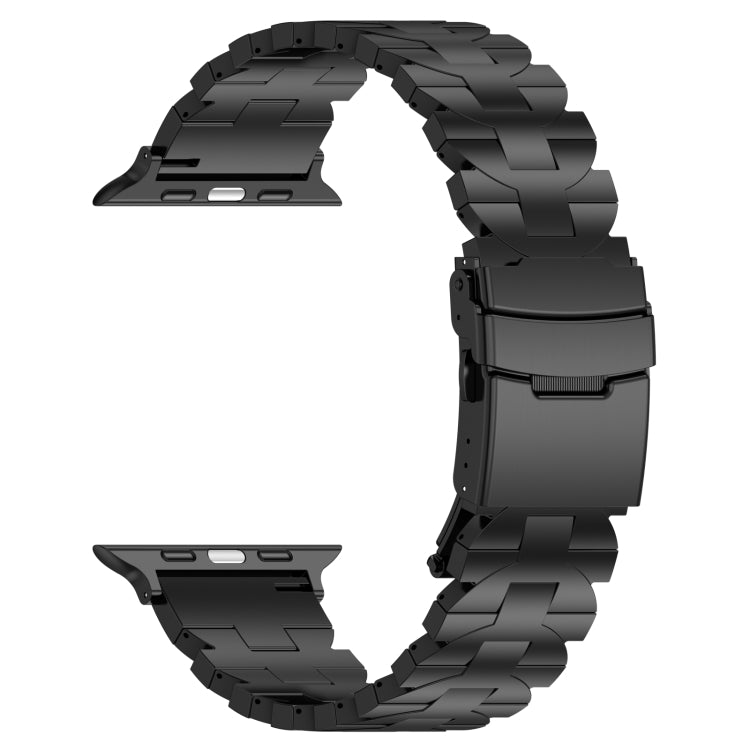 For Apple Watch SE 44mm Butterfly Type Titanium Steel Watch Band(Black) by buy2fix