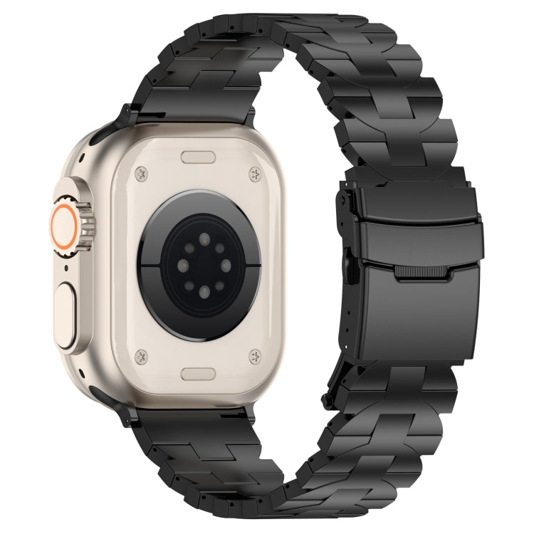 For Apple Watch SE 44mm Butterfly Type Titanium Steel Watch Band(Black) by buy2fix