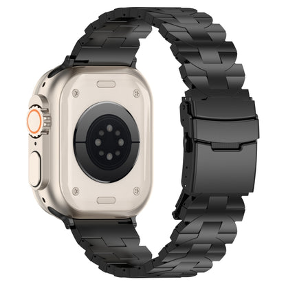 For Apple Watch SE 44mm Butterfly Type Titanium Steel Watch Band(Black) by buy2fix