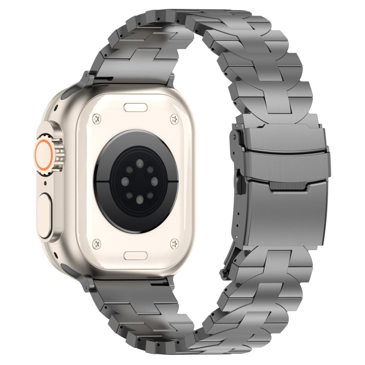 For Apple Watch Series 4 44mm Butterfly Type Titanium Steel Watch Band(Grey) by buy2fix