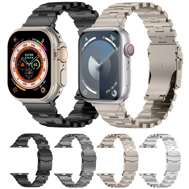 For Apple Watch SE 2022 44mm Butterfly Type Titanium Steel Watch Band(Black) by buy2fix