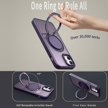 For iPhone 11 360-degree Rotating MagSafe Magnetic Holder Phone Case(Purple) - iPhone 11 Cases by buy2fix | Online Shopping UK | buy2fix