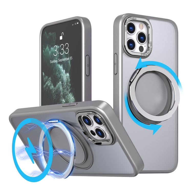 For iPhone 11 Pro Max 360-degree Rotating MagSafe Magnetic Holder Phone Case(Titanium Grey) - iPhone 11 Pro Max Cases by buy2fix | Online Shopping UK | buy2fix