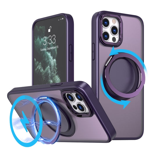 For iPhone 11 Pro Max 360-degree Rotating MagSafe Magnetic Holder Phone Case(Purple) by buy2fix