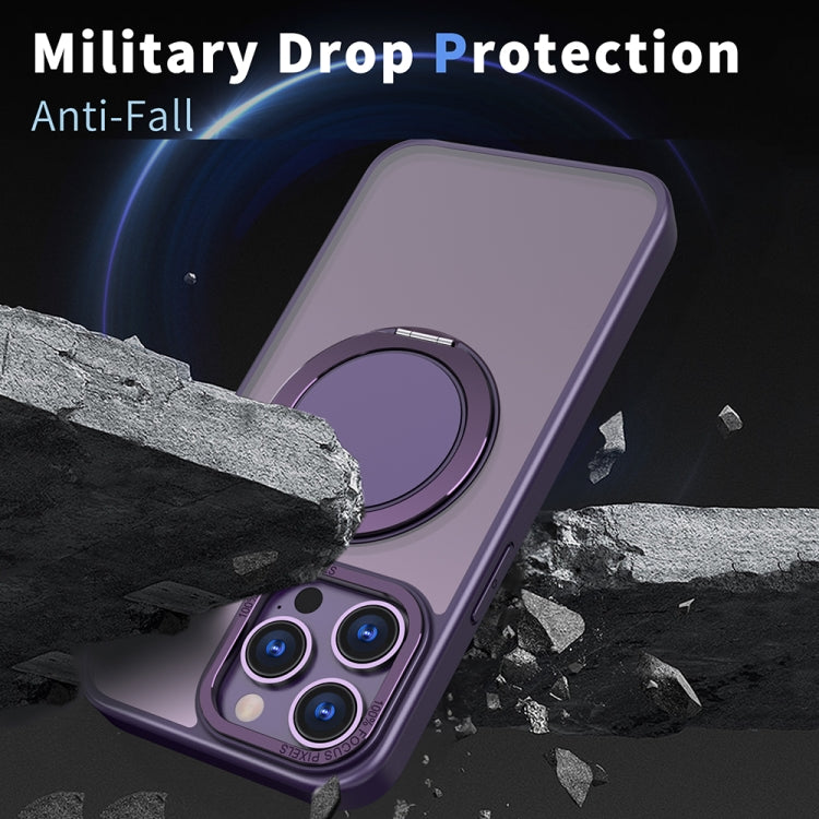 For iPhone 11 Pro Max 360-degree Rotating MagSafe Magnetic Holder Phone Case(Purple) by buy2fix
