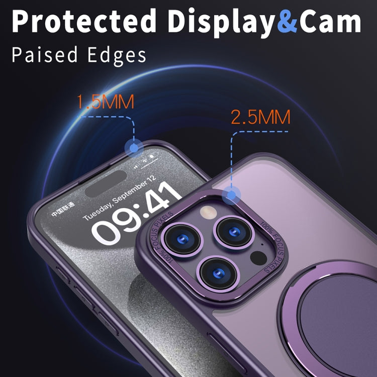 For iPhone 11 Pro Max 360-degree Rotating MagSafe Magnetic Holder Phone Case(Purple) by buy2fix