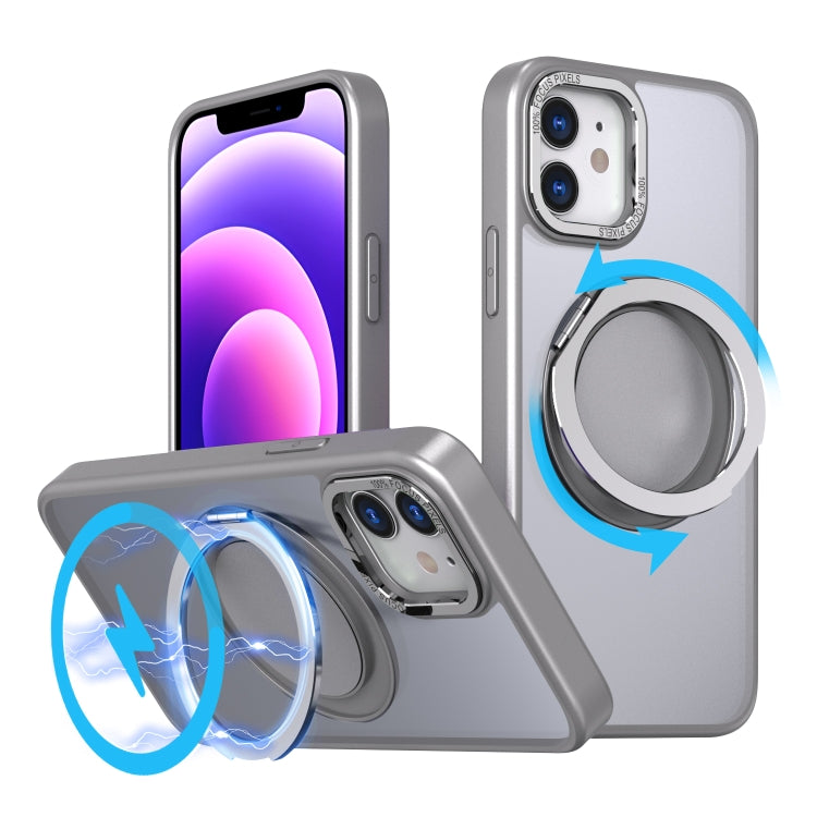 For iPhone 12 360-degree Rotating MagSafe Magnetic Holder Phone Case(Titanium Grey) by buy2fix