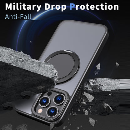 For iPhone 12 Pro Max 360-degree Rotating MagSafe Magnetic Holder Phone Case(Black) by buy2fix