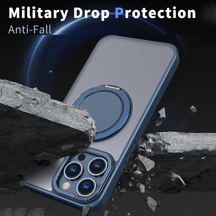 For iPhone 12 Pro 360-degree Rotating MagSafe Magnetic Holder Phone Case(Navy Blue) by buy2fix