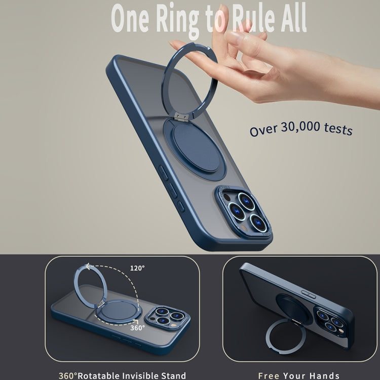 For iPhone 12 Pro 360-degree Rotating MagSafe Magnetic Holder Phone Case(Navy Blue) by buy2fix