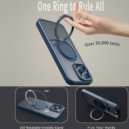 For iPhone 12 Pro 360-degree Rotating MagSafe Magnetic Holder Phone Case(Navy Blue) by buy2fix