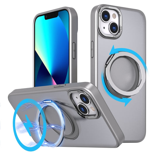 For iPhone 13 360-degree Rotating MagSafe Magnetic Holder Phone Case(Titanium Grey)