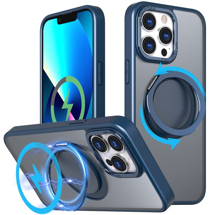 For iPhone 13 Pro 360-degree Rotating MagSafe Magnetic Holder Phone Case(Navy Blue) by buy2fix
