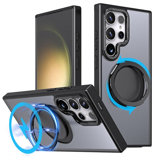 For Samsung Galaxy S23 Ultra 5G 360-degree Rotating MagSafe Magnetic Holder Phone Case(Black)