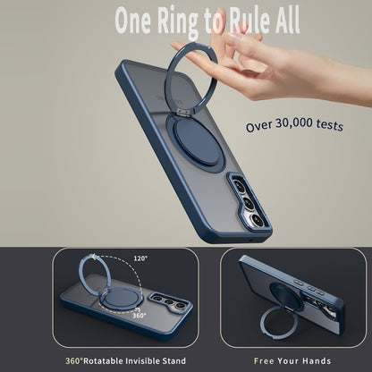 For Samsung Galaxy S24 5G 360-degree Rotating MagSafe Magnetic Holder Phone Case(Navy Blue) by buy2fix