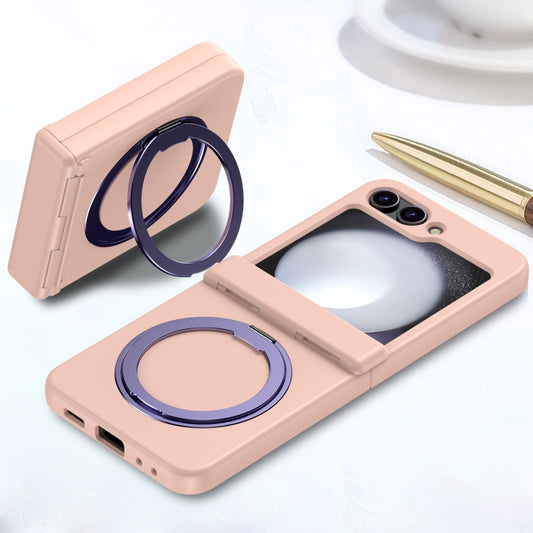 For Samsung Galaxy Z Flip5 5G 360 Degree Stand MagSafe Magnetic All-inclusive Phone Case(Pink) by buy2fix