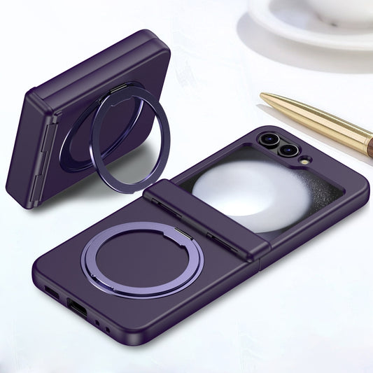 For Samsung Galaxy Z Flip5 5G 360 Degree Stand MagSafe Magnetic All-inclusive Phone Case(Dark Purple) by buy2fix
