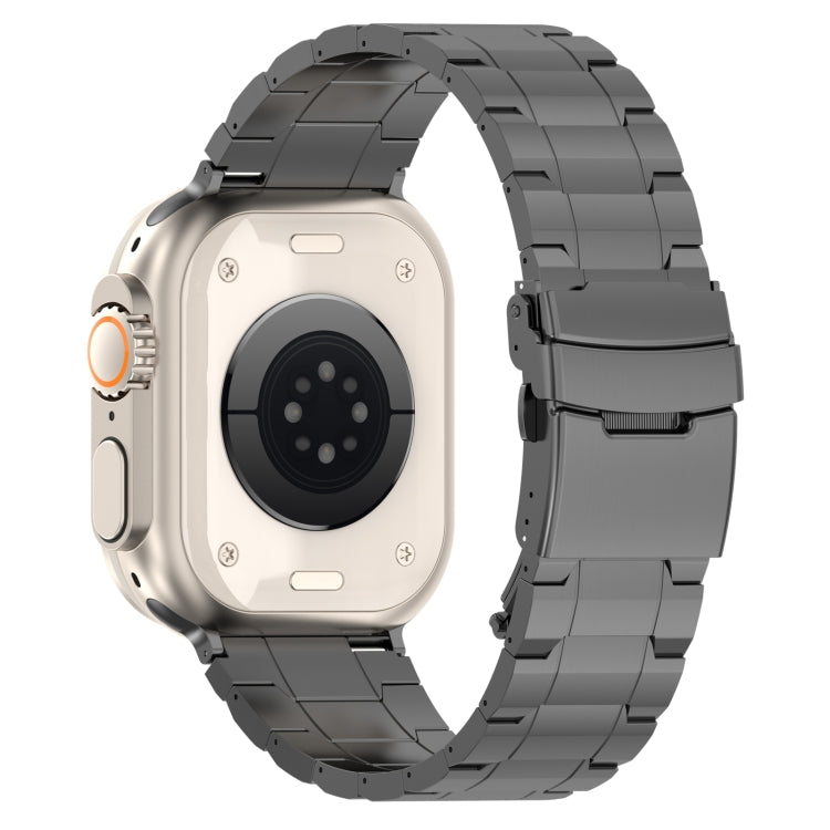 For Apple Watch Ultra 2 49mm Safety Buckle Trapezoid Titanium Steel Watch Band(Grey) by buy2fix