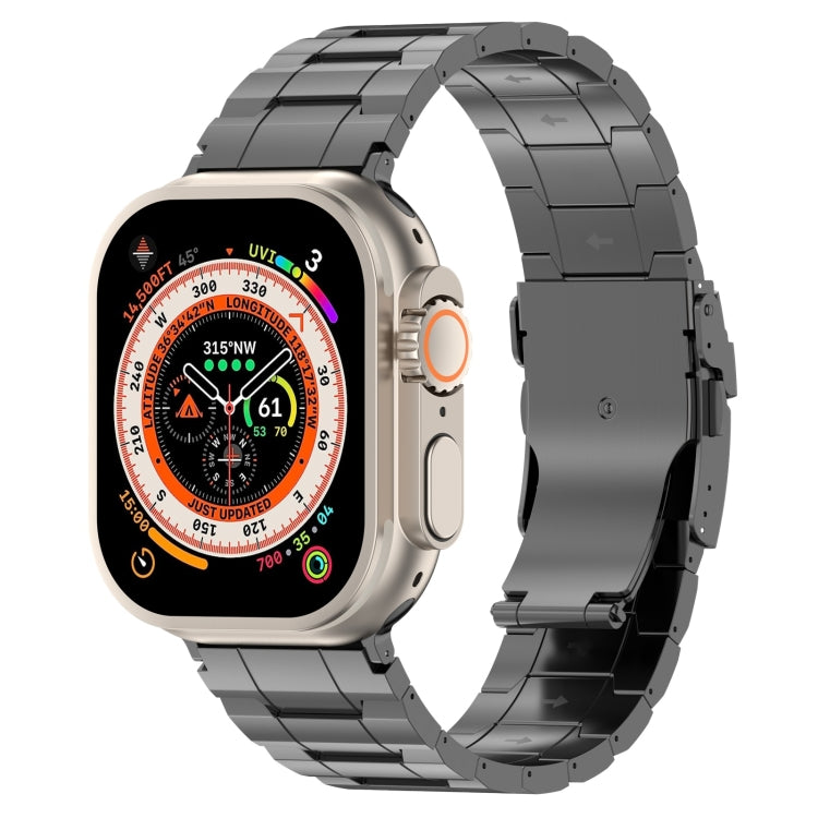 For Apple Watch Ultra 49mm Safety Buckle Trapezoid Titanium Steel Watch Band(Grey) by buy2fix