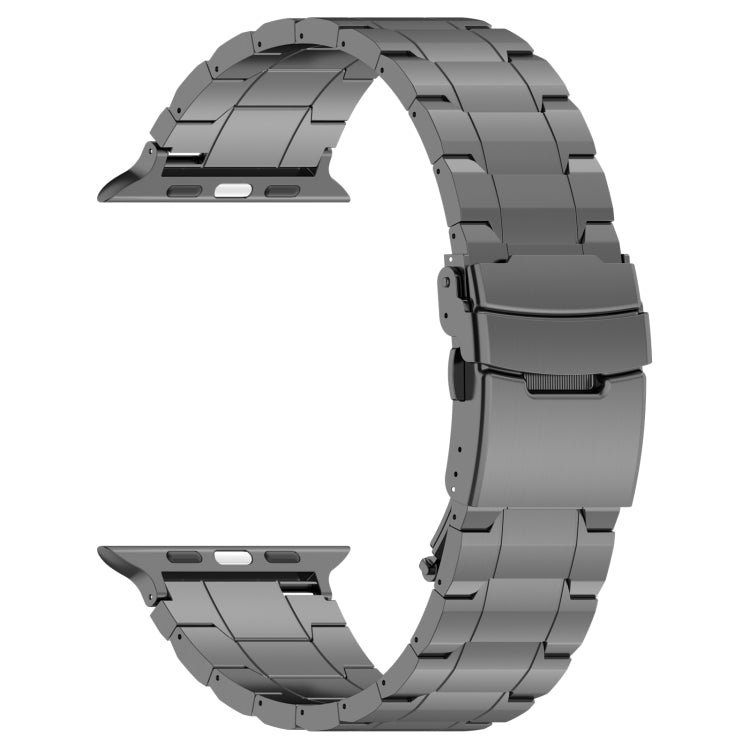 For Apple Watch Ultra 49mm Safety Buckle Trapezoid Titanium Steel Watch Band(Grey) by buy2fix