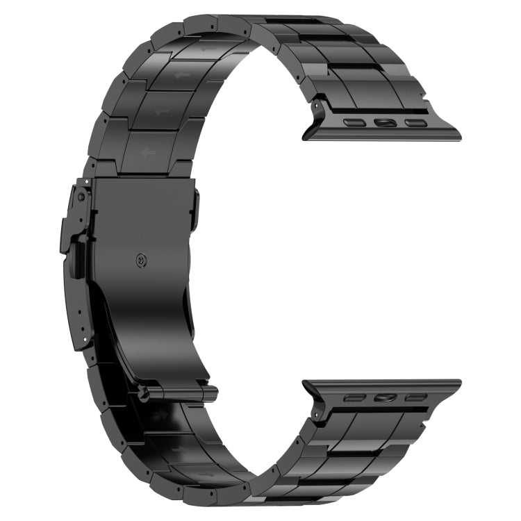 For Apple Watch SE 40mm Safety Buckle Trapezoid Titanium Steel Watch Band(Black) by buy2fix