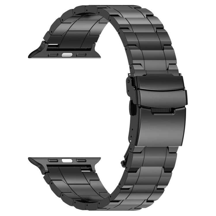 For Apple Watch SE 40mm Safety Buckle Trapezoid Titanium Steel Watch Band(Black) by buy2fix