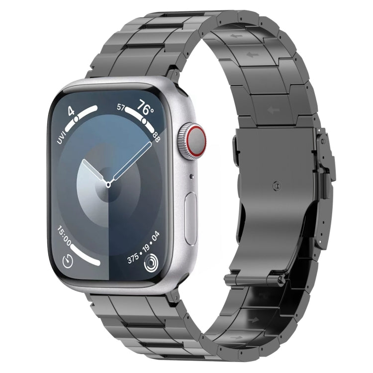 For Apple Watch Series 6 40mm Safety Buckle Trapezoid Titanium Steel Watch Band(Grey) by buy2fix