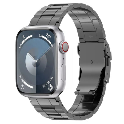 For Apple Watch Series 6 40mm Safety Buckle Trapezoid Titanium Steel Watch Band(Grey) by buy2fix