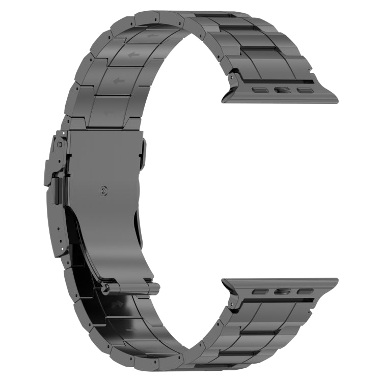 For Apple Watch Series 6 40mm Safety Buckle Trapezoid Titanium Steel Watch Band(Grey) by buy2fix