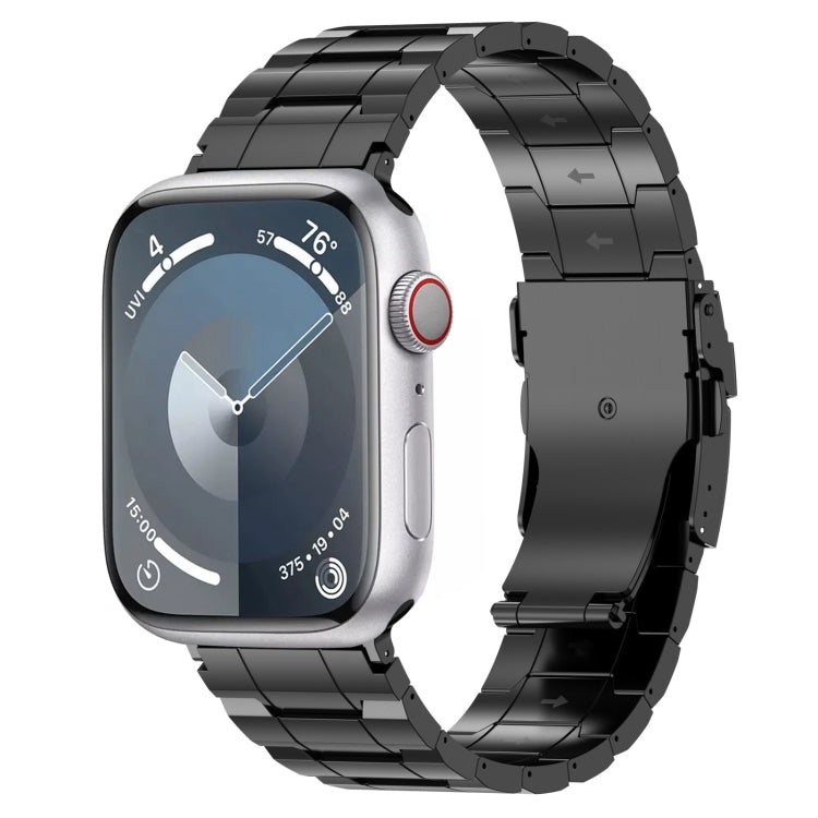 For Apple Watch Series 5 40mm Safety Buckle Trapezoid Titanium Steel Watch Band(Black) by buy2fix