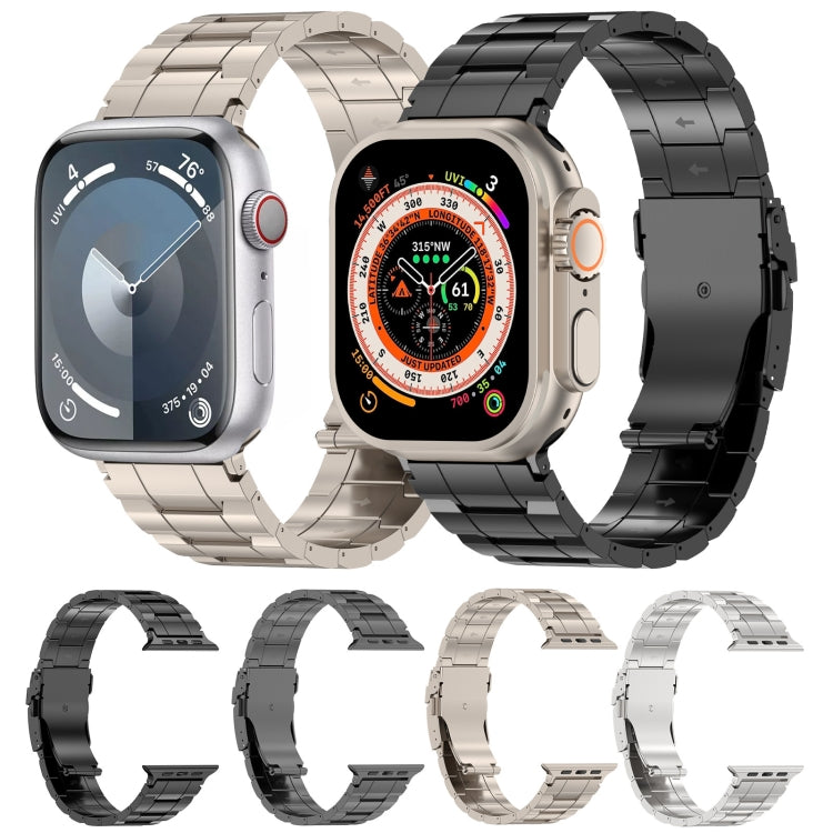 For Apple Watch Series 2 38mm Safety Buckle Trapezoid Titanium Steel Watch Band(Titanium) by buy2fix