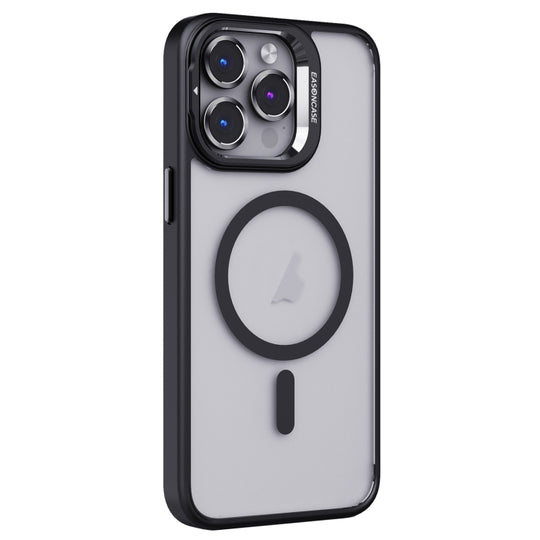 For iPhone 15 Pro Max Invisible Lens Holder PC + TPU Frosted MagSafe Phone Case(Black)