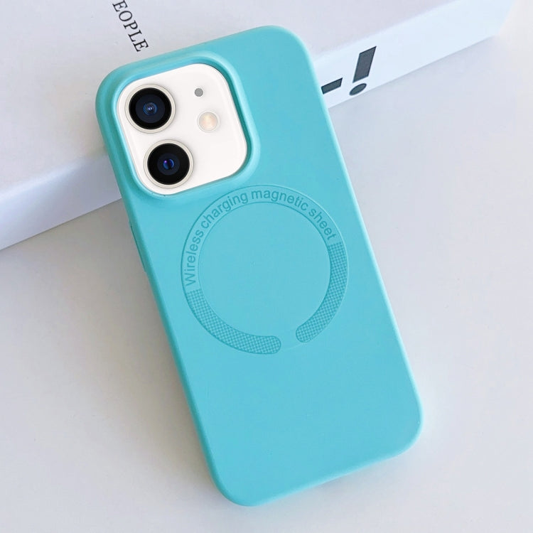 For iPhone 12 MagSafe Magnetic Liquid Silicone Phone Case(Lake Blue) - iPhone 12 / 12 Pro Cases by buy2fix | Online Shopping UK | buy2fix