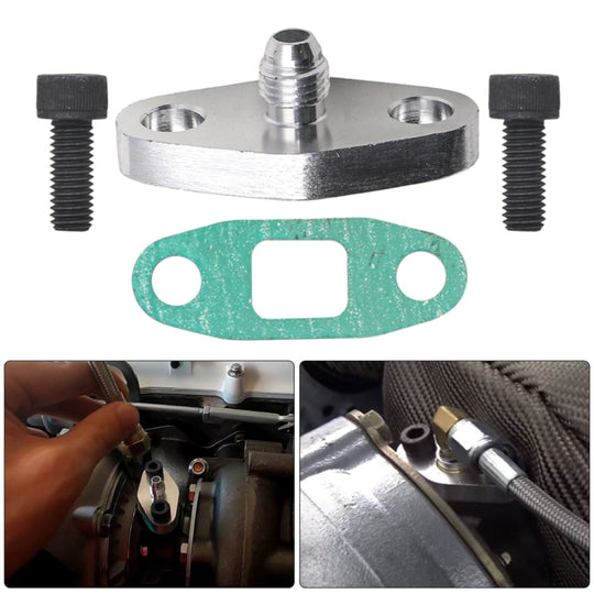 For T3 T4 T04E GT42 Car Turbine Oil Supply Pipe Flange Gasket AN4 Joint Adapter