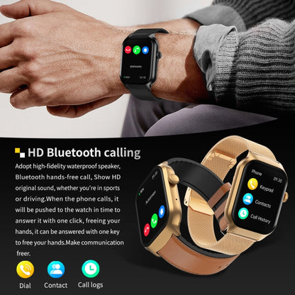 2.01 inch Leather Strap Bluetooth Call Smart Watch Support Heart Rate Monitoring / Non-invasive Blood Sugar(Black) by buy2fix