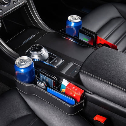 Car Multi-functional Console Box Cup Holder Seat Gap Side Storage Box, Leather Style, Color:Black(Main Driver Seat) by buy2fix