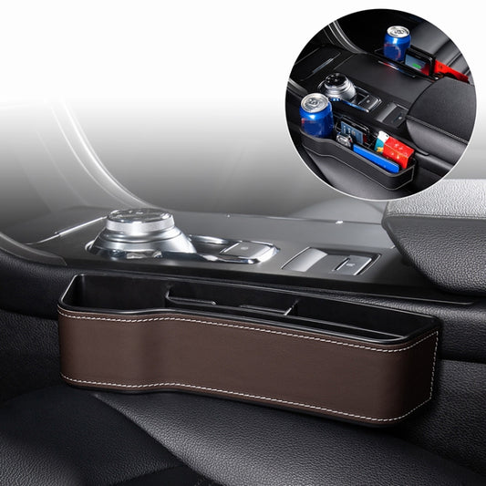 Car Multi-functional Console Box Cup Holder Seat Gap Side Storage Box, Leather Style, Color:Brown(Main Driver Seat) by buy2fix