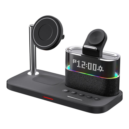 CO9 15W 5 in 1 Multifunctional Wireless Charger Bedside Clock Lamp(Black)