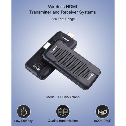 Measy FHD656 Nano 1080P HDMI 1.4 HD Wireless Audio Video Double Mini Transmitter Receiver Extender Transmission System, Transmission Distance: 100m, US Plug by Measy