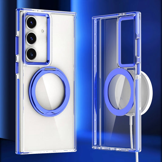 For Samsung Galaxy S24 5G Magnetic 360 Degree Rotating Holder Phone Case(Blue) - Galaxy S24 5G Cases by buy2fix | Online Shopping UK | buy2fix