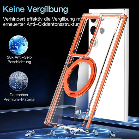 For Samsung Galaxy S24 Ultra 5G Magnetic 360 Degree Rotating Holder Phone Case(Orange) by buy2fix