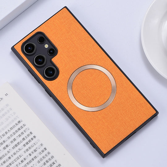 For Samsung Galaxy S24 Ultra 5G CD Magsafe Magnetic Cloth Texture Phone Case(Orange)