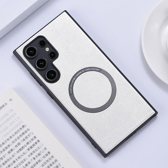 For Samsung Galaxy S24 Ultra 5G PU MagSafe Magnetic Phone Case(White)