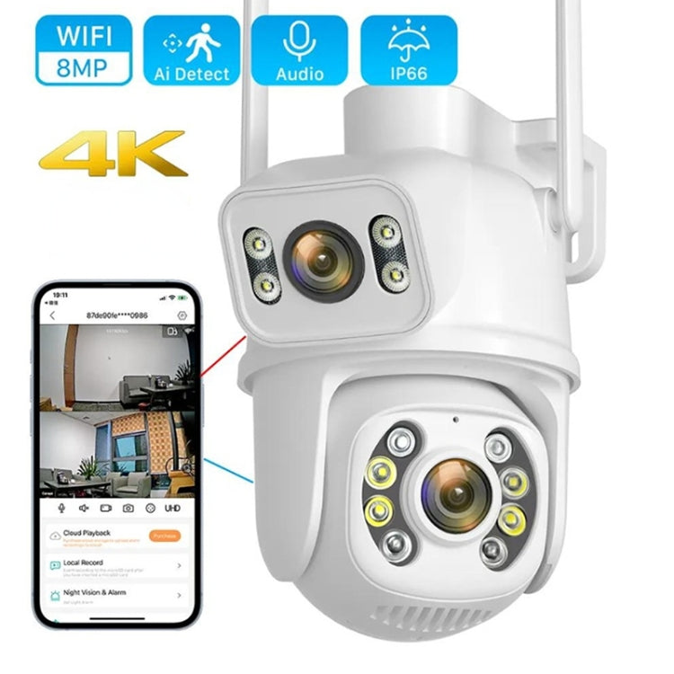 QX95 6MP WiFi Dual Camera Supports Two-way Voice Intercom & AI Recognition(US Plug) by buy2fix